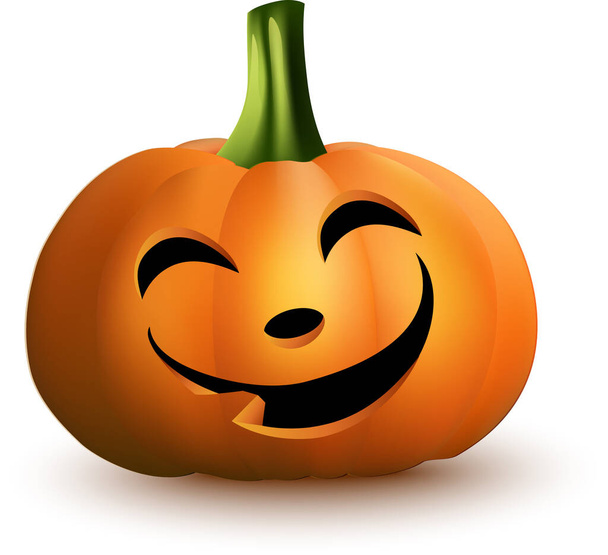 Abóbora dos desenhos animados halloween com rosto feliz no fundo branco
 - Vetor, Imagem