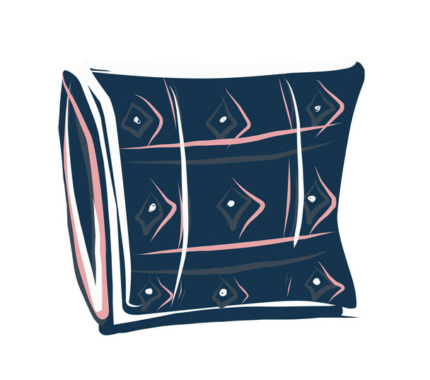 Decorative pillow. Cushion. Vector picture drawn by hand from a set about home life and comfort. Doodle style. Isolated. - Vektor, kép