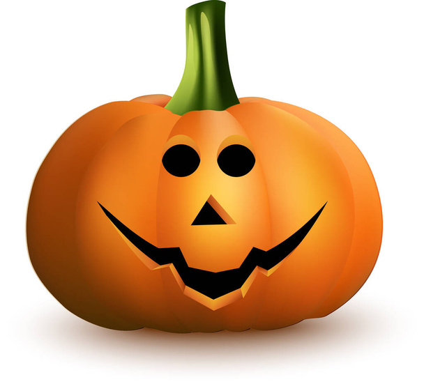 Karikatura halloween dýně s veselou tváří na bílém pozadí - Vektor, obrázek