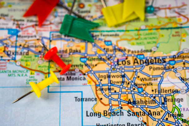 Los Angeles USA map travel background - Photo, Image