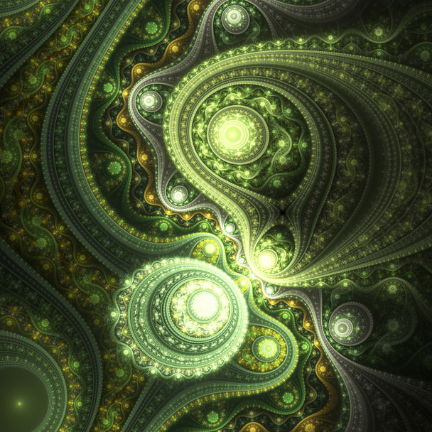 Courbes fractales vertes brillantes, illustrations numériques pour la conception graphique créative
 - Photo, image