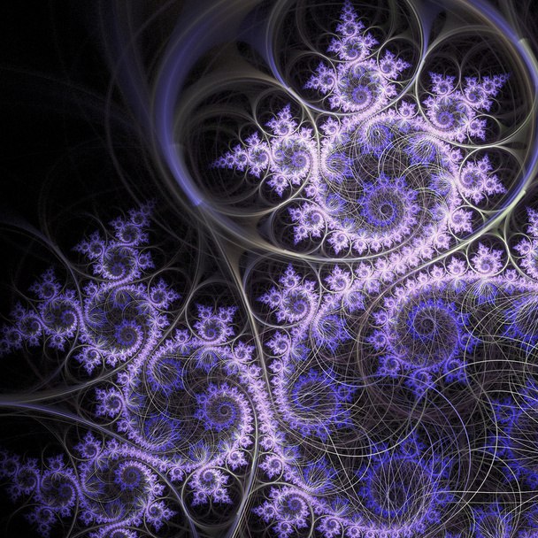 Dark purple fractal swirls, digital artwork for creative graphic design - Photo, Image