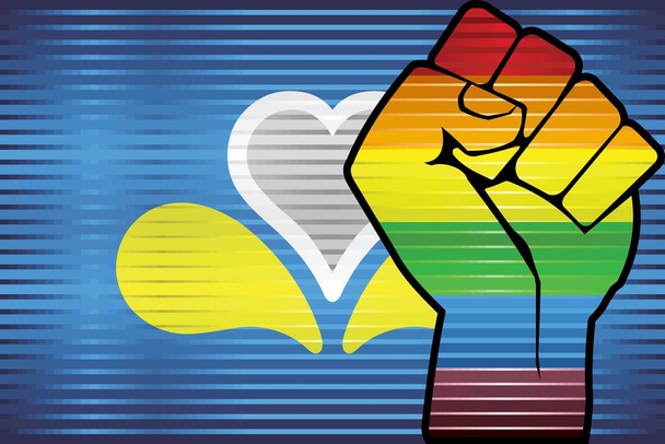Shiny LGBT Protest Fist on a Brussels Flag - Illustration, Three dimensional flag of the Brussels-Capital Region - Vector, Image