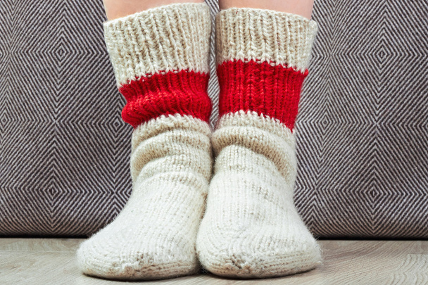 Clouseup pair wool knitted socks - Foto, afbeelding