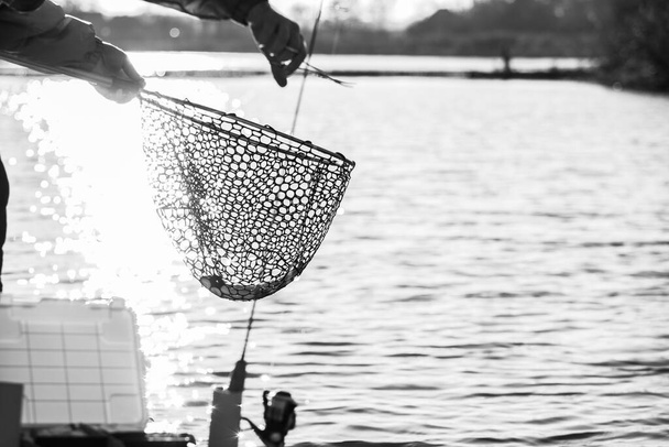 湖でのマス釣り - 写真・画像