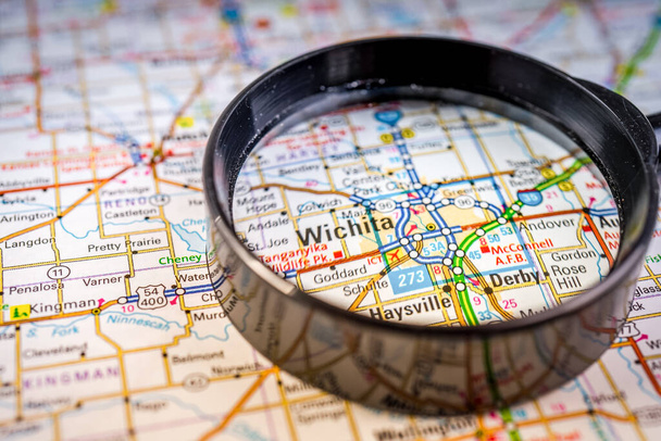 Wichita Stati Uniti d America mappa sullo sfondo
 - Foto, immagini