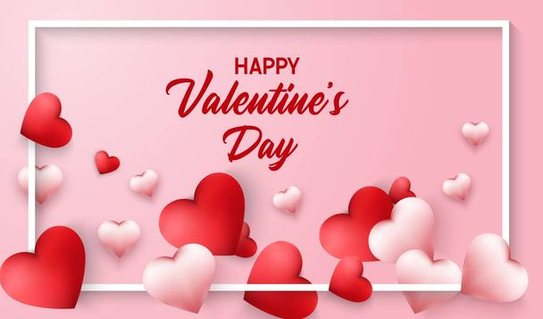 Boldog Valentin-napot kártya szív alakú lufikkal - Vektor, kép