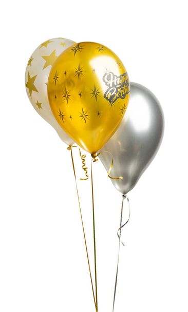helium balloons festive isolated on white background - Fotoğraf, Görsel