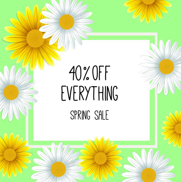 Spring sale background with beautiful flower - Vector, Image