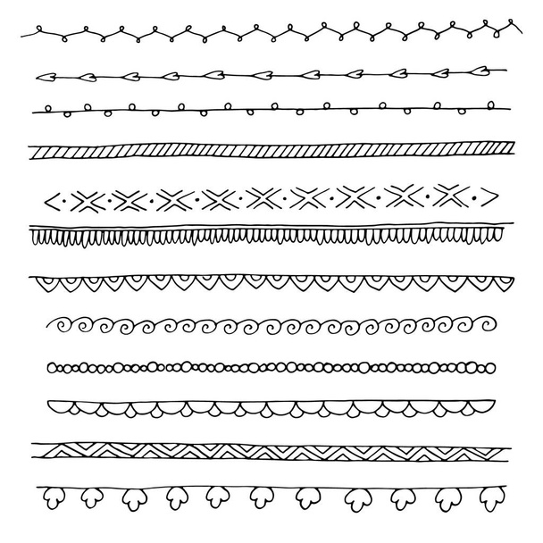 zestaw ręcznie rysowanych granic rozdzielaczy w czerni i bieli - Zdjęcie, obraz