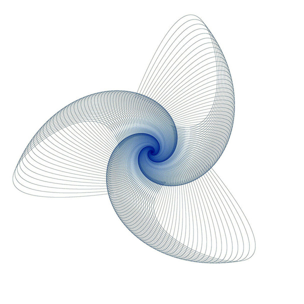 Azul intrincado y plata de tres espirales sobre fondo blanco
 - Foto, imagen