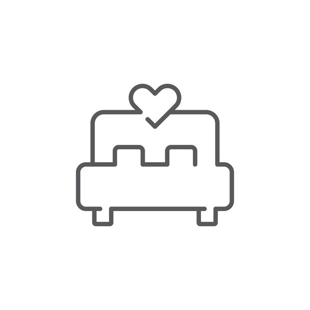 Ζευγάρι κάνοντας έρωτα κρεβάτι διάνυσμα σύμβολο απομονωμένο σε λευκό φόντο - Διάνυσμα, εικόνα