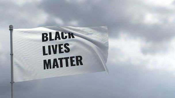 Black Lives Matter Flag over protesten tegen racisme. Afro-Amerikaanse rechten - Foto, afbeelding