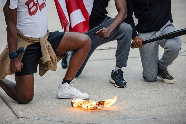 armed black activists go on anti-racism protest - Φωτογραφία, εικόνα