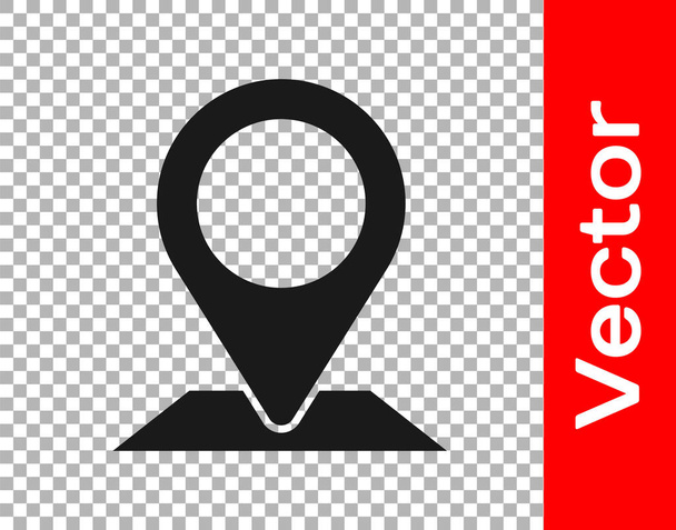 Černá mapa pin ikona izolované na průhledném pozadí. Navigace, ukazatel, poloha, mapa, GPS, směr, místo, kompas, koncept hledání. Vektorová ilustrace - Vektor, obrázek