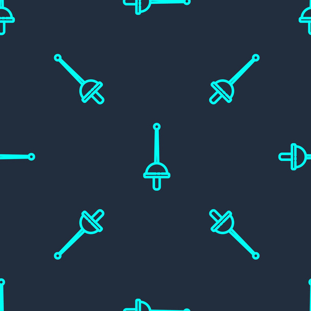 Línea verde Icono de esgrima aislado patrón sin costura sobre fondo azul. Equipamiento deportivo. Ilustración vectorial
 - Vector, Imagen