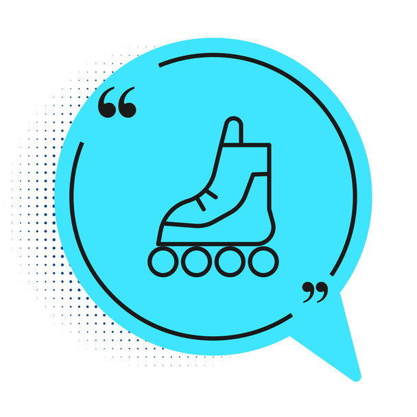 Black line Roller skate icon isolated on white background. Blue speech bubble symbol. Vector Illustration - Vector, Image