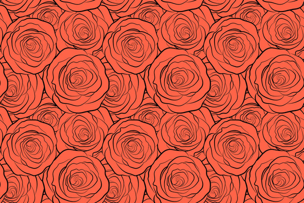 Motif floral sans couture avec silhouette abstraite de roses rouges. - Photo, image