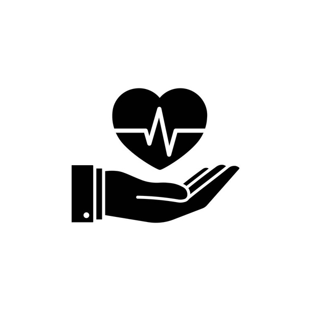 Hand, hart, cardiogram, cardiologie icoon. Vector op geïsoleerde witte achtergrond. Eps 10 vector. - Vector, afbeelding