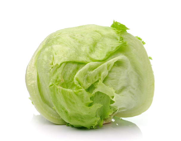Green Iceberg lettuce on White Background - Foto, imagen