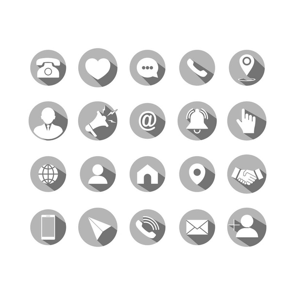 Set of business icons set modern button. Web, phone, mobile phone, mail on isolated background. Eps 10 vector. - Διάνυσμα, εικόνα