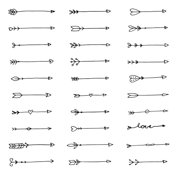 set di frecce scarabocchiate disegnate a mano - Vettoriali, immagini