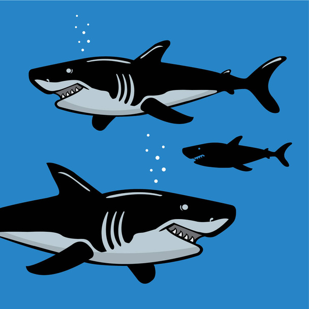 stílusos banner cápákkal, vektor illusztráció - Vektor, kép