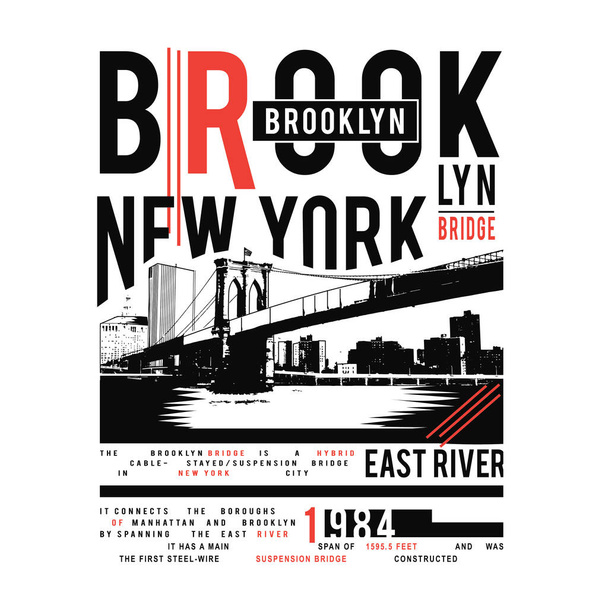 Stilvolles Banner mit Brooklyn Bridge, New York City, Vektorillustration - Vektor, Bild