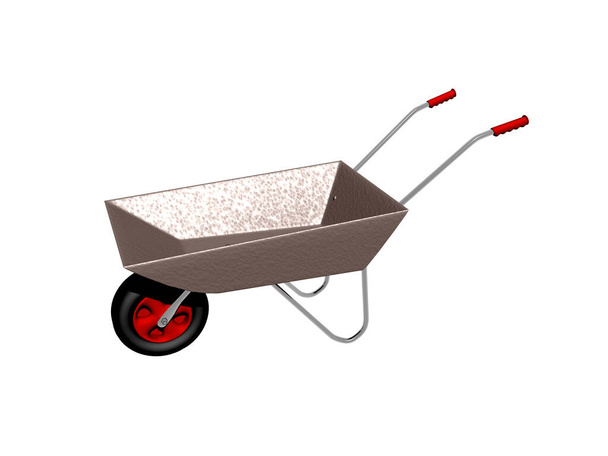 metallic wheelbarrow with red handles - Photo, Image