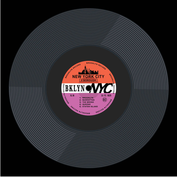 ブルックリンとスタイリッシュなバナー,ニューヨーク市の音楽レコード,ベクトルイラスト - ベクター画像