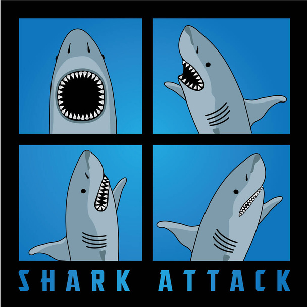 stylowy sztandar z napisem ataku rekina, ilustracja wektora - Wektor, obraz