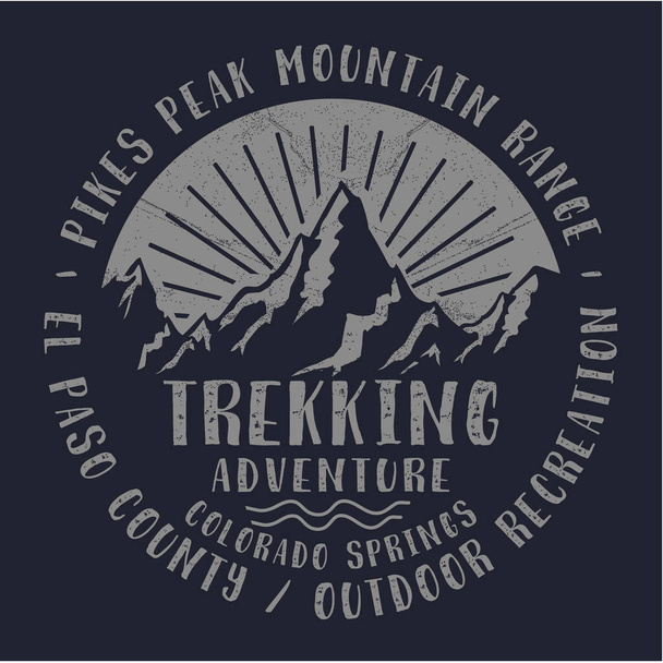 stijlvolle banner met trekking avontuur inscriptie, vector illustratie - Vector, afbeelding