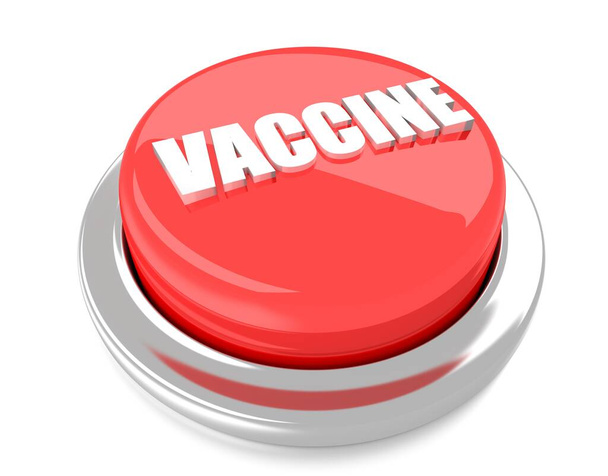 VACCINE on red push button. 3D illustration. Isolated background. - Photo, Image