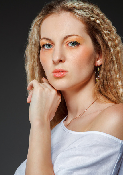 Portrait of the beauty young blond woman with make up - Photo, Image