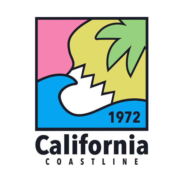 bannière élégante avec inscription du littoral californien, illustration vectorielle - Vecteur, image