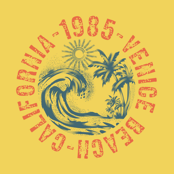 elegante playa de Venecia banner de surf de California, vector de ilustración
 - Vector, imagen