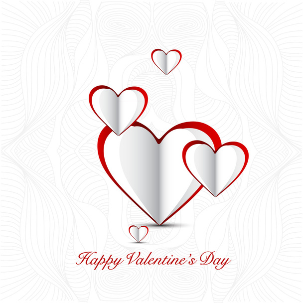 Red paper Valentines day card - Vector, Image