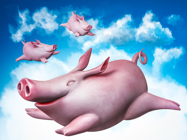 Lustige fliegende Schweinchen. Himmelstaucher - Foto, Bild