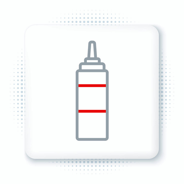 Čára Omáčka láhev ikona izolované na bílém pozadí. Kečup, hořčice a majonéza s omáčkou na rychlé občerstvení. Barevný koncept. Vektor - Vektor, obrázek