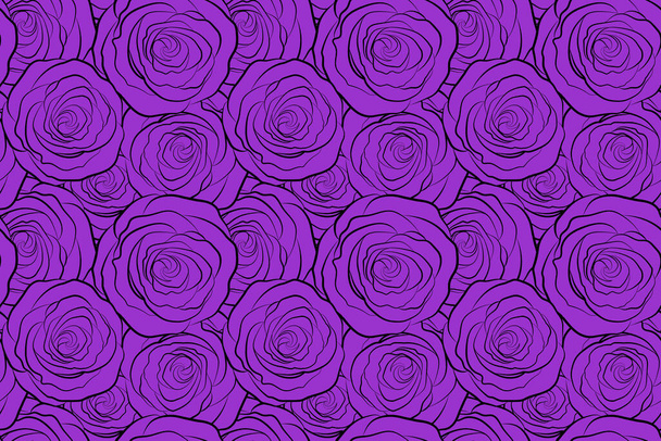 Ручна розфарбована ілюстрація у фіолетові кольори. Монохромні квіти троянди безшовний візерунок
. - Фото, зображення