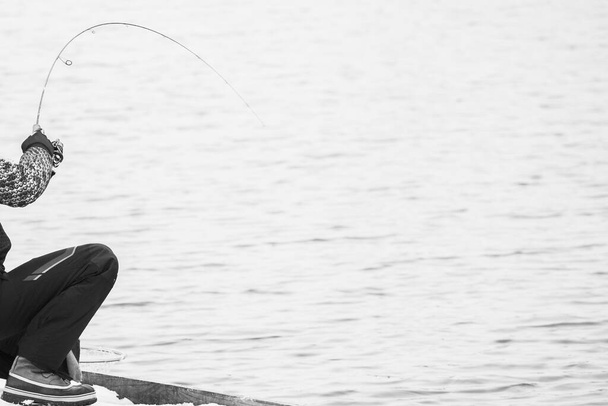trout fishing dark background - Photo, Image