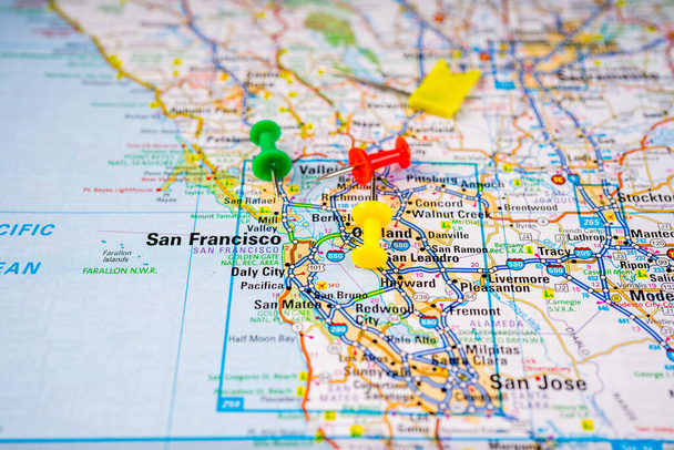 Kaart van San Francisco Usa, Atlas Reisachtergrond - Foto, afbeelding