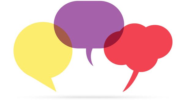 illustration of three colored speech bubbles in a row with space for text - Vector, Image