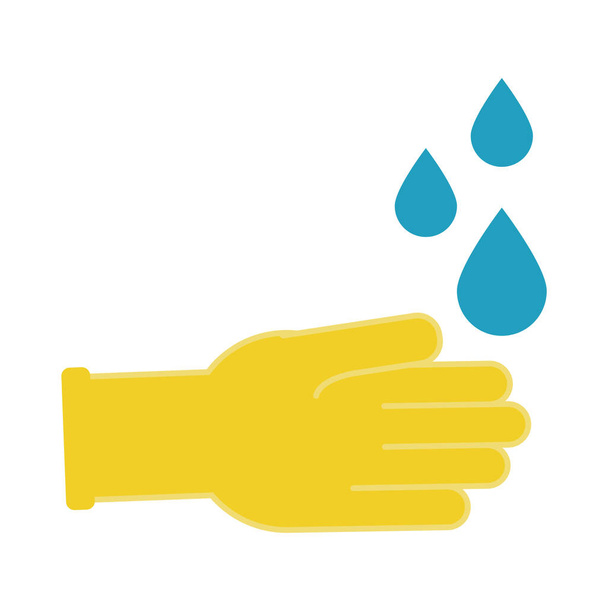 gumové rukavice s kapkami plochého stylu ikony - Vektor, obrázek
