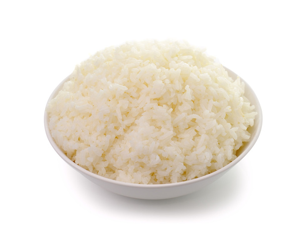 Schüssel voll Reis auf weiß - Foto, Bild