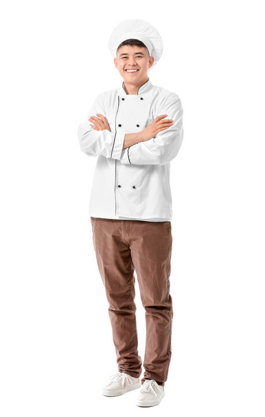 Handsome Asian chef on white background - Foto, Imagen