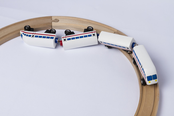 crashed wooden toy train - Photo, Image