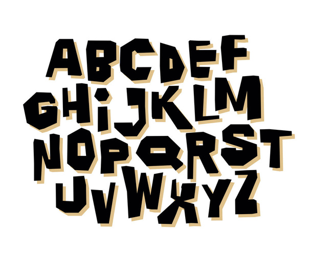 Simple hand lettering retro font on white background. Vector alphabet - ベクター画像