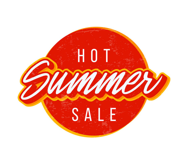 Hot summer sale circle. Vector illustration with typography text for big sales and texture - Vetor, Imagem