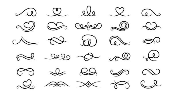 Curl and swirl set decorative ink elements vector - Vector, Image